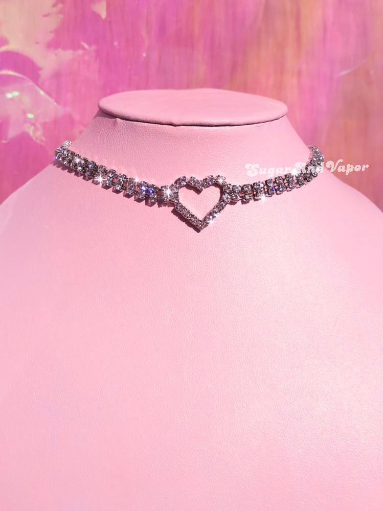 Rhinestone Heart-shape Bling Choker-NECKLACES-Artemis greece