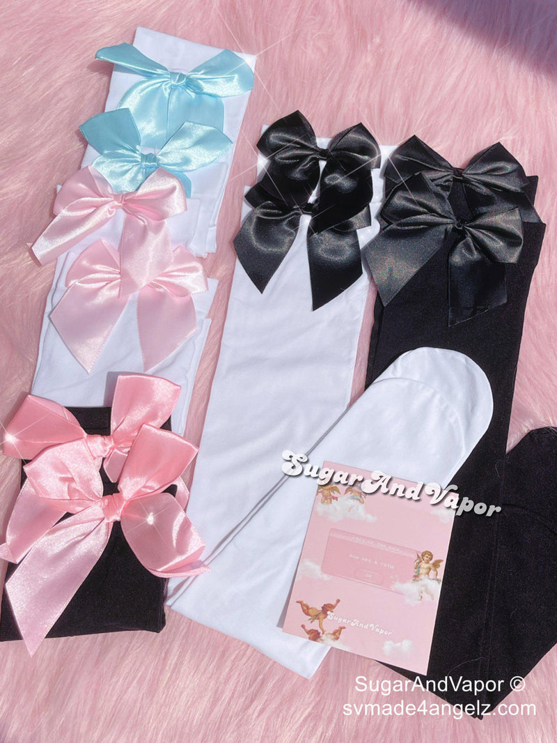 Kawaii Bow Sheer Thigh Highs Tights-SOCKS & TIGHTS-Artemis greece