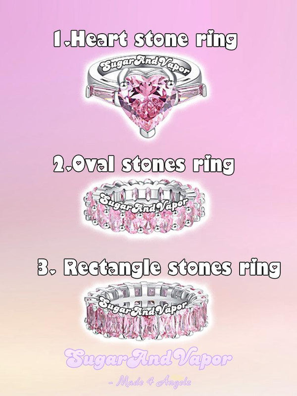 Sweet Pink Heart Gems Sparkle Ring-Rings-Outback leconfield
