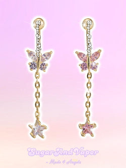 Tassels Star with Butterfly Gold Base Belly Ring-Belly Ring-Artemis greece
