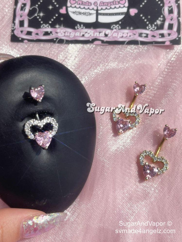 Tilly Bling Pink Heart Belly Ring-Belly Ring-Artemis greece