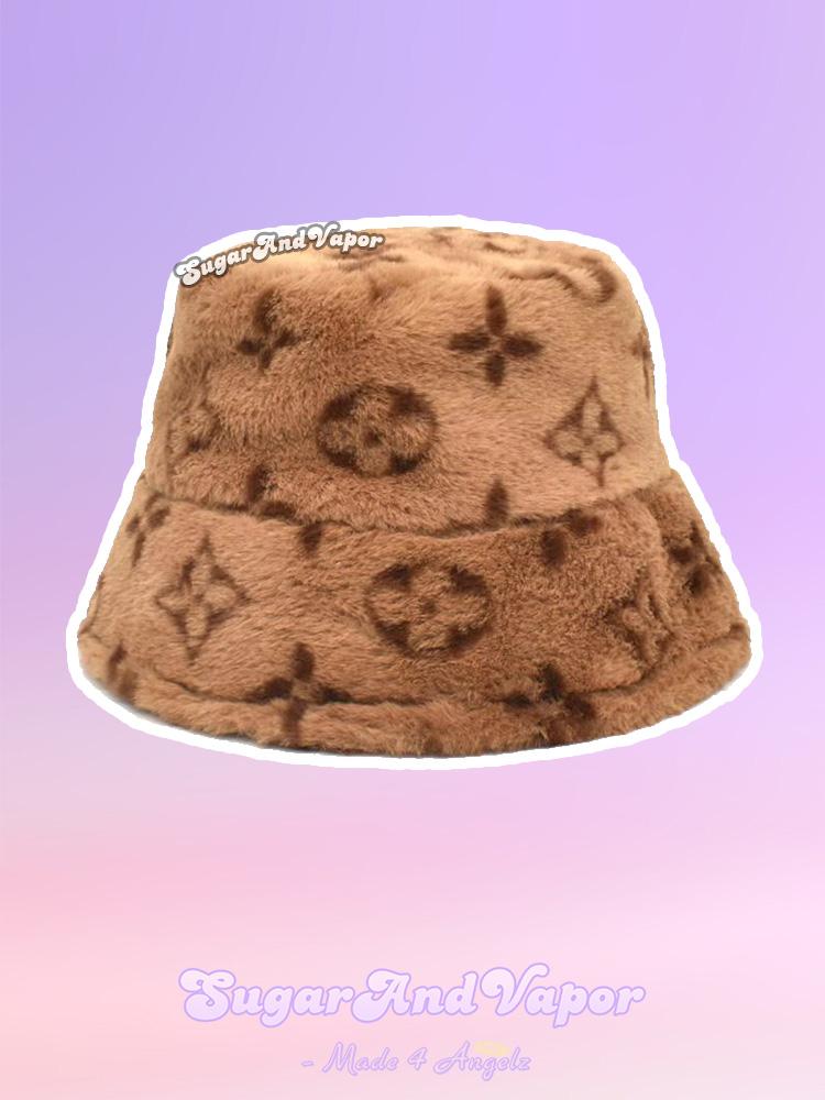 Vintage Floral Pattern Furry Bucket Hat-Hats-Artemis greece