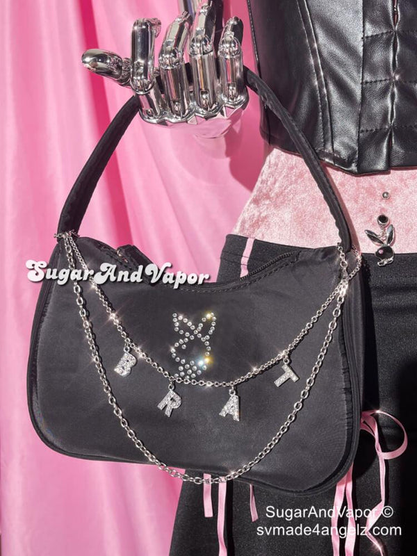 Y2K Bunny Bling Custom Chain Rita Baguette Bag-BAGS-Artemis greece