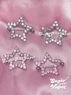 Y2K Bling Stars Nipple Rings Set-Nipple Rings-Artemis greece