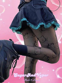 Y2K Cute Cat Fishnet Tights-SOCKS & TIGHTS-Outback leconfield