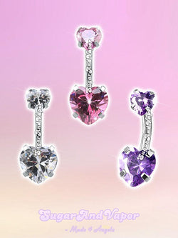 Y2K Faceted Heart Gem Belly Ring-Belly Ring-Artemis greece