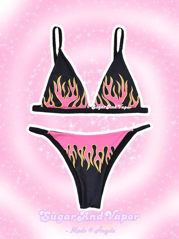 Grunge Flame Bikini Swimsuit-Swimsuits-Artemis greece