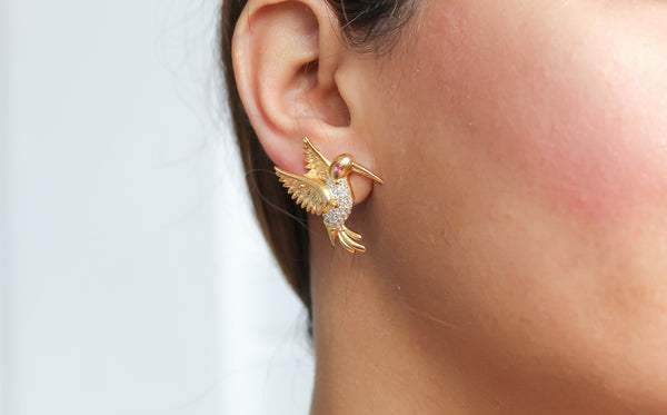 bird earrings gold