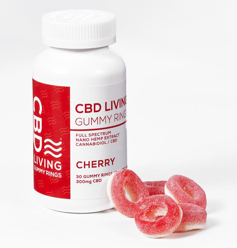 CBD Living Cherry Gummy Rings Bottle