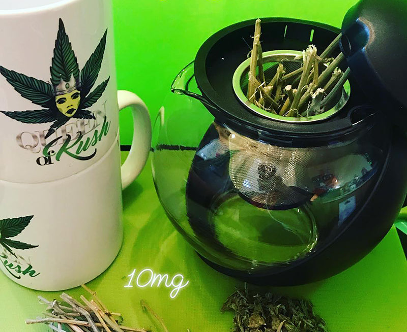 Weed stems and a pot to make pot tea, image from Ricch Hippee on Instagram