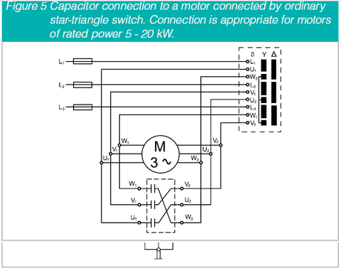 PFC Cap connection to a motor conected by ordinary star-triangle switch