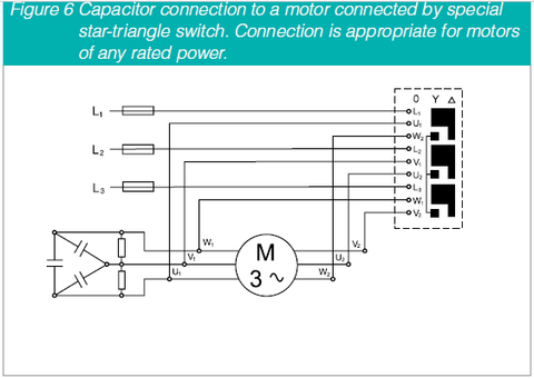 PFC Cap connection to a motor conected by special star-triangle switch for motors of any rated power