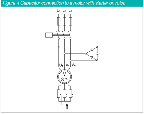 PFC Cap connection to a motor with starter on rotor
