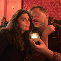 Photo of couple with candle and funny faces