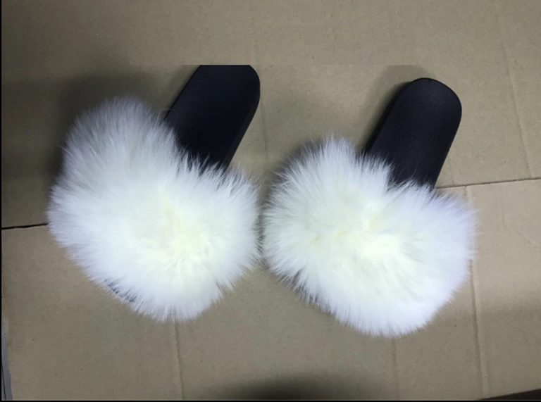 fluffy slides white