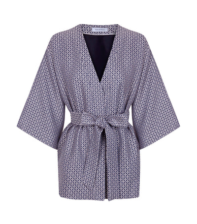 Jacquard Kimono Jacket Print Blue