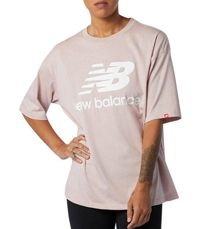 Essentials Stacked Logo Tee Space Pink
