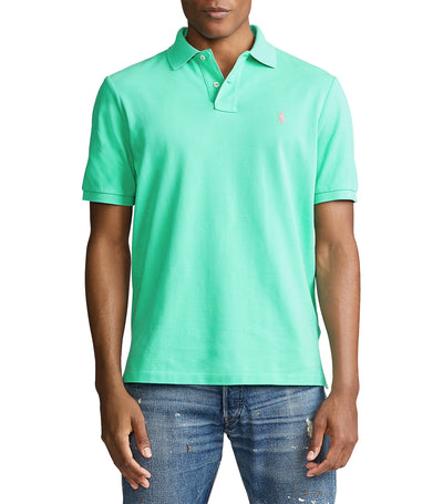 Short Sleeve Polo Shirt Knit-Basic Mesh Green