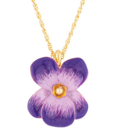 Les Nereides Violet Flower Button Necklace