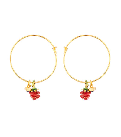 Les Nereides Red Rosebud Creole Earrings