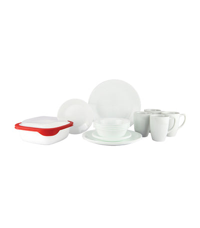 Corelle 18-Piece Dinnerware & Bakeware Set - Winter Frost White