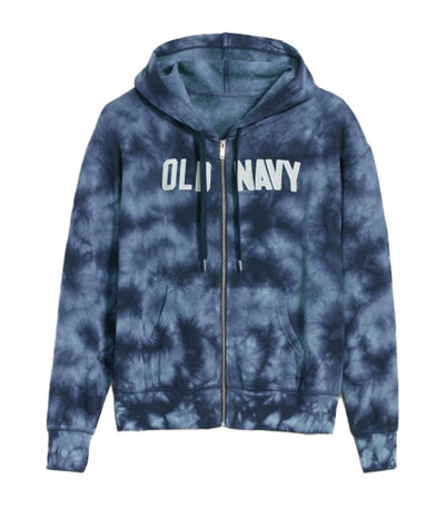 Logo-Graphic Specially-Dyed Zip-Front Hoodie for Women Royal Blue Tie Dye