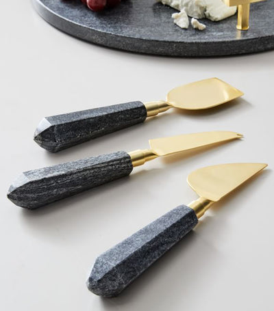 west elm Brass and Black Marble Cheese Knives