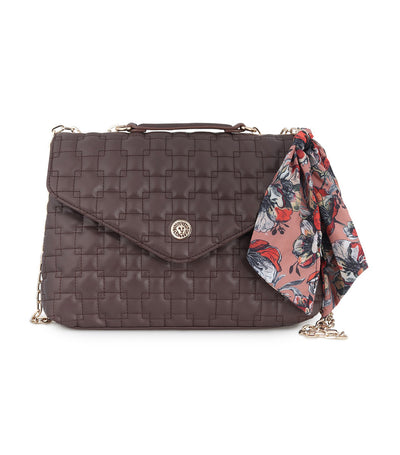 AK Quilted Flap Shoulder Bag Midnight Chocolate