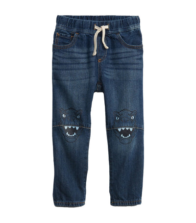 Toddler Pull-On Dinosaur Graphic Slim Jeans with Washwell - Dino