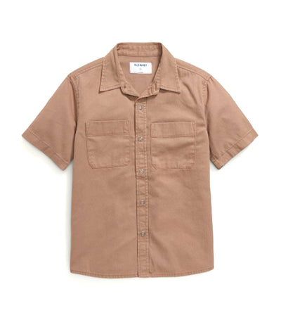 Old Navy Kids Short-Sleeve Button-Front Utility Shirt for Boys - Brown Top