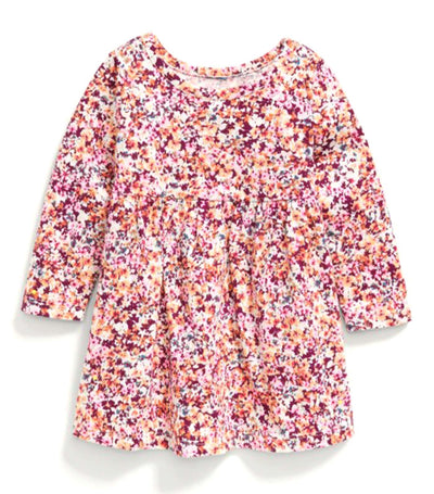 Old Navy Toddler Long-Sleeve Printed Jersey Dress for Baby - Multi Ditsy Floral 