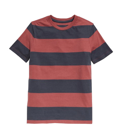 old navy kids dusty red softest short-sleeve striped tee for boys