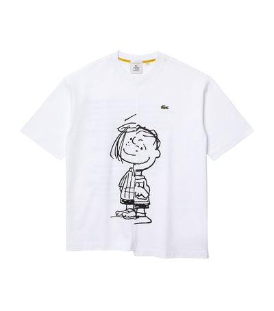 Unisex L!VE x Peanuts Asymmetrical Loose T-Shirt White