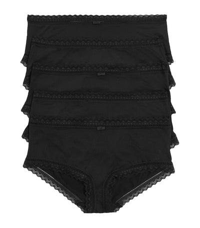 5 Pack Microfiber & Lace Shorts Black