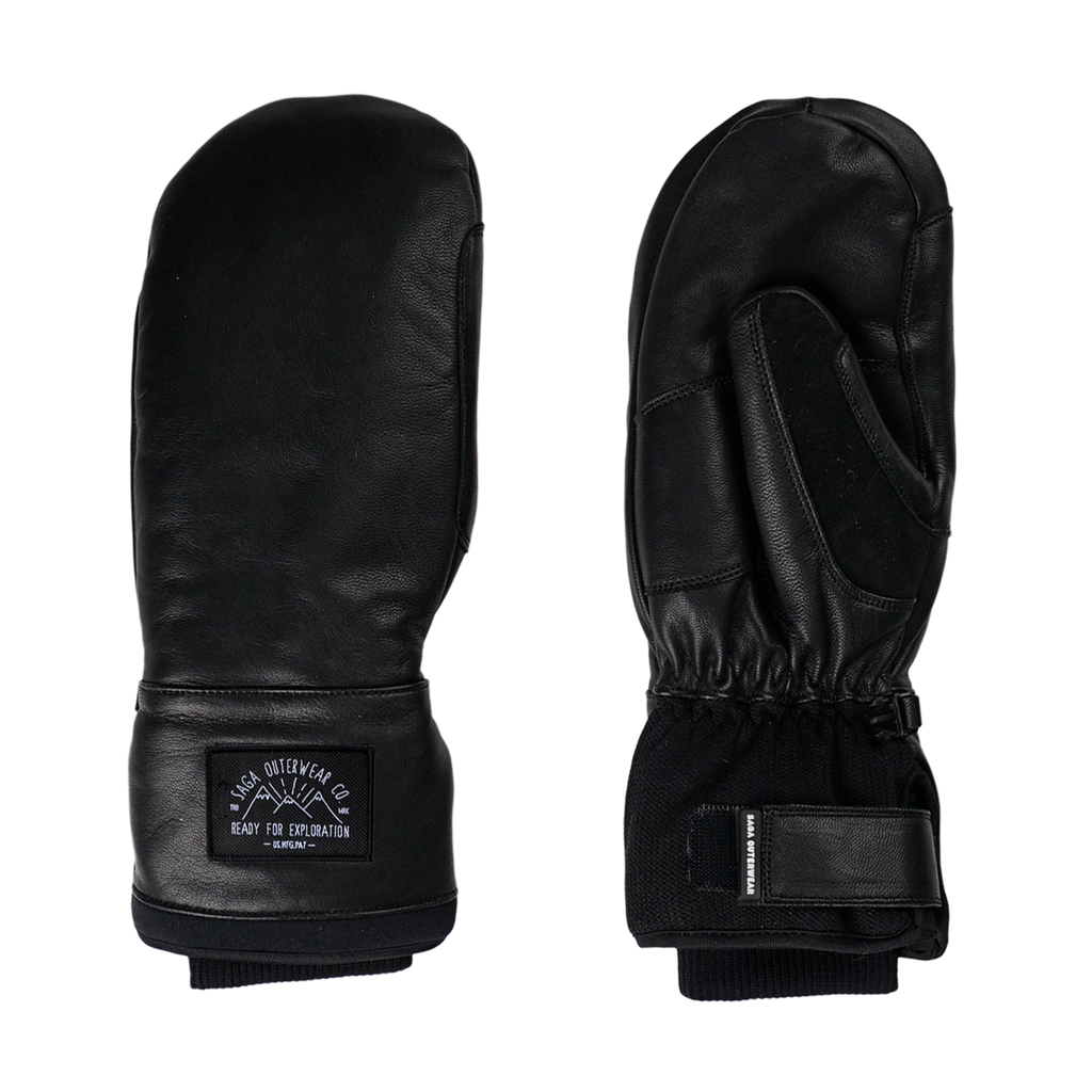 black leather mittens