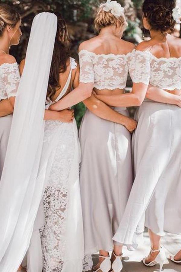 chiffon two piece bridesmaid dresses