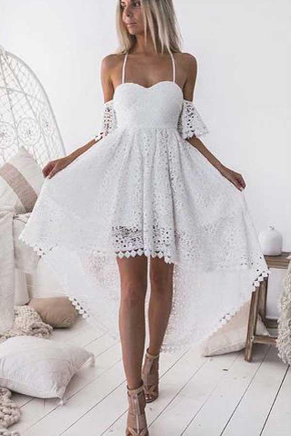 white high low formal dress