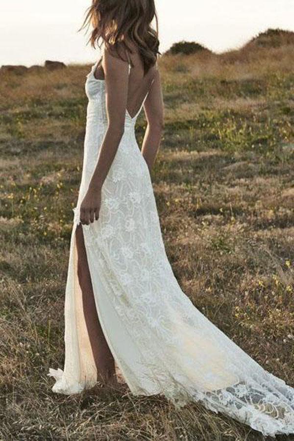 off the shoulder bohemian wedding dress