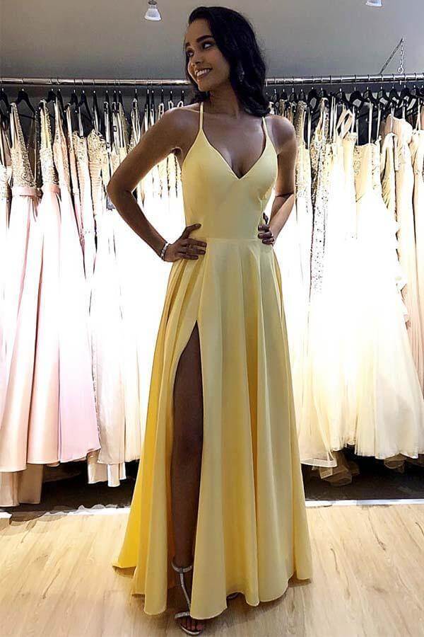 Stock Straps Long Satin Bridesmaid Prom Dresses Formal Evening Party Gown Dress 