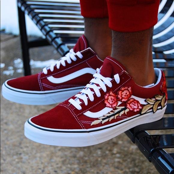 Custom Embroidered Rose Vans Stay Low 