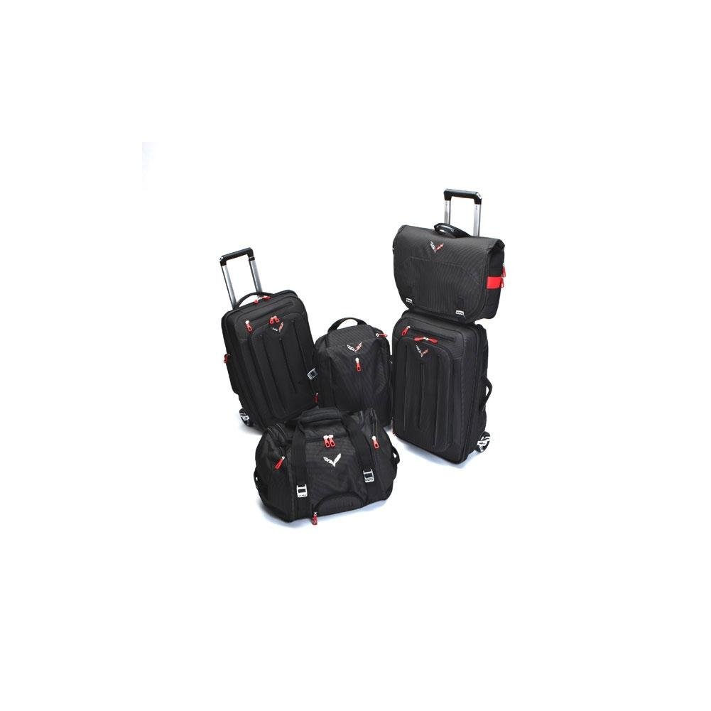 luggage with cross logo