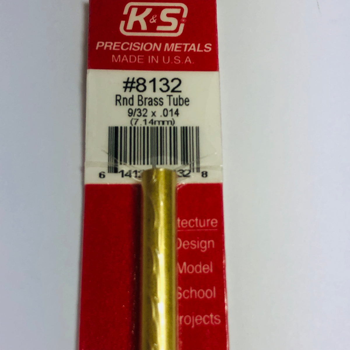 K & S PRECISION METALS 8132 9/32 x 12 Round Brass Tube 