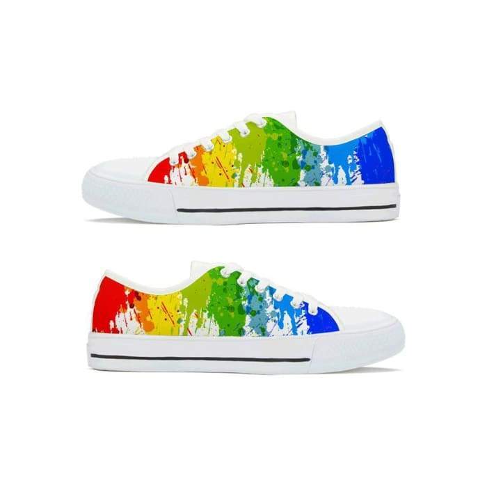 Canvas Low Top Shoes | Rainbow Paint 