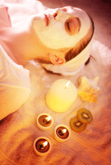 woman relaxing with facial mask