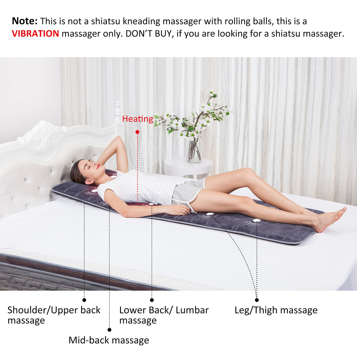 Comfier Full Body Massage Mat With Heat And Vibration Motors And 2 Therapy 7371