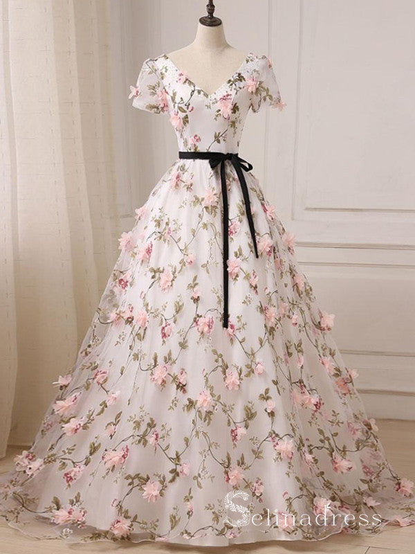 floral lace formal dress