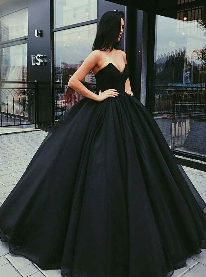 strapless black evening dress