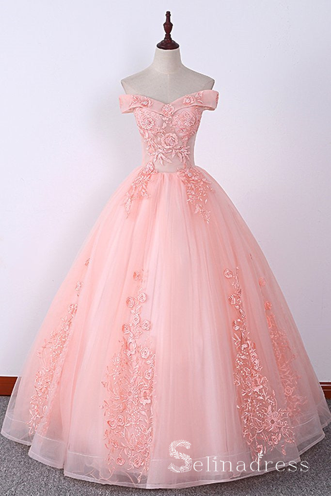 pink lace ball gown