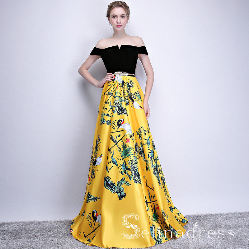 yellow floral formal dress