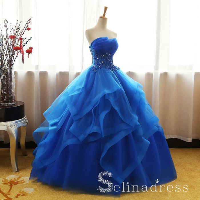 electric blue ball gown